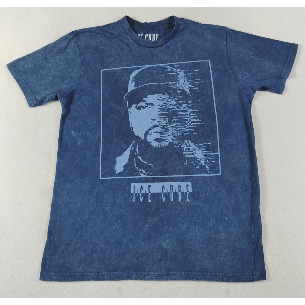 Ice Cube Shirt Mens Large Blue Portrait Graphic Tee Rap Hip Hop Streetwear Urban